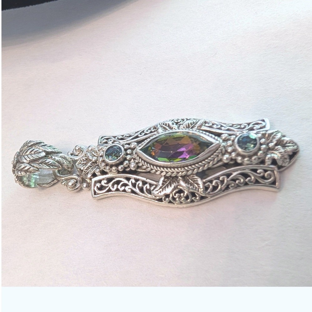 Sarda Artisan Collection Bali Mystic Quartz Topaz Sterling Silver Pendant JTV - Picture 3 of 6